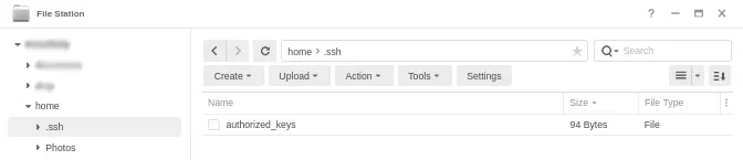 Screenshot from the Synology File Station