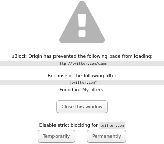 uBlock Origin warning when I open a Twitter link